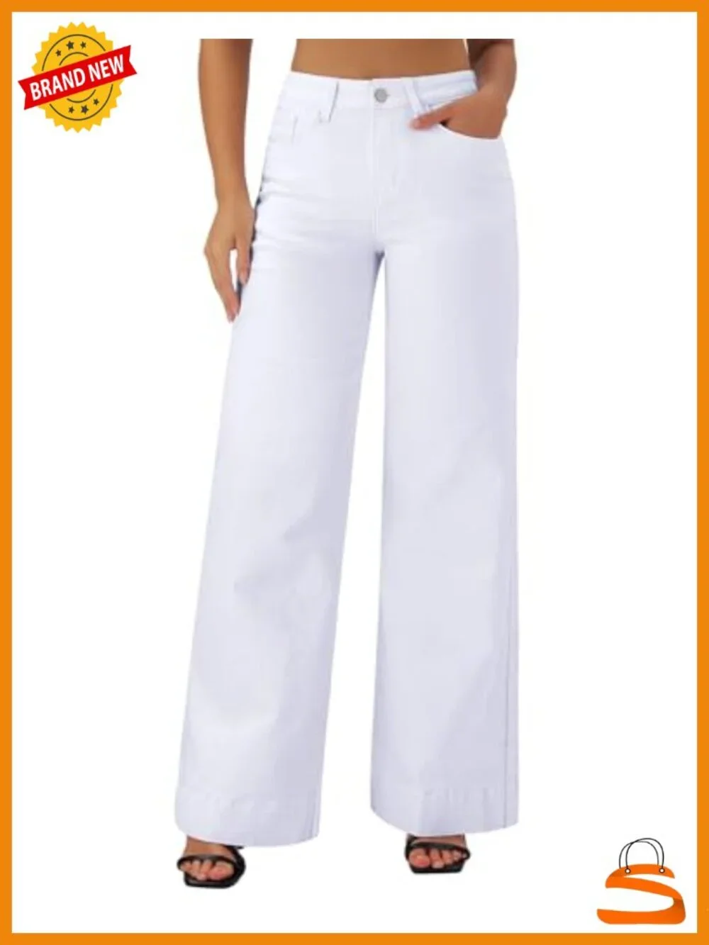 Wide Leg Jeans High Waisted Stretchy Baggy Loose Long Trouser 5 Pocket